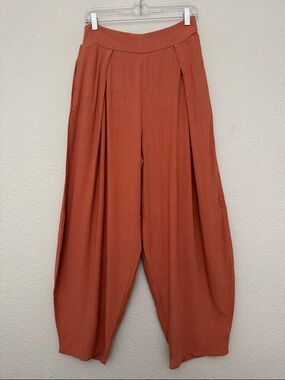 Tarse Barrel Leg Loose Fit Baggy Harem Boho Summer Pants Linen Blend Large NWT